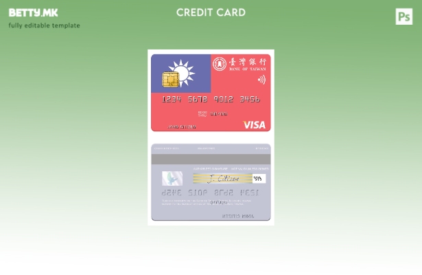 Модерен стил Шаблон за виза за дебитна картичка на Тајванската банка на Тајван